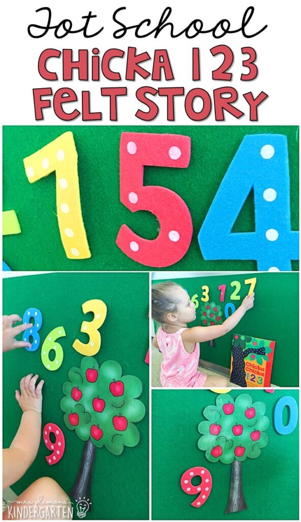 Chicka Chicka 123 is such a fun story for practicing retelling. We love making our felt numbers climb then fall out of the apple tree. Perfect for tot school, preschool, or even kindergarten.