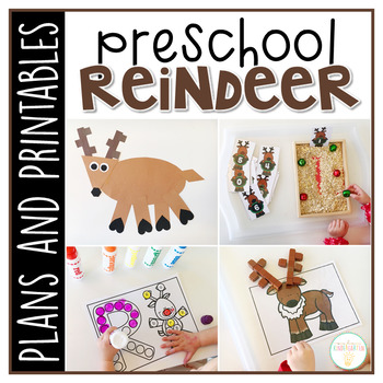 Tons of reindeer themed activities and ideas. Weekly plan includes books, literacy, math, science, art, sensory bins, and more! Perfect for tot school, preschool, or kindergarten.