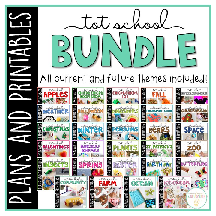 45 Weeks of engaging themed activities and ideas ready to go for your 2-3 year old. Weekly plans include suggested books, fine motor activities, gross motor ideas, sensory bins, snacks and more! Everything you need for a year packed full of Tot School fun and learning.
