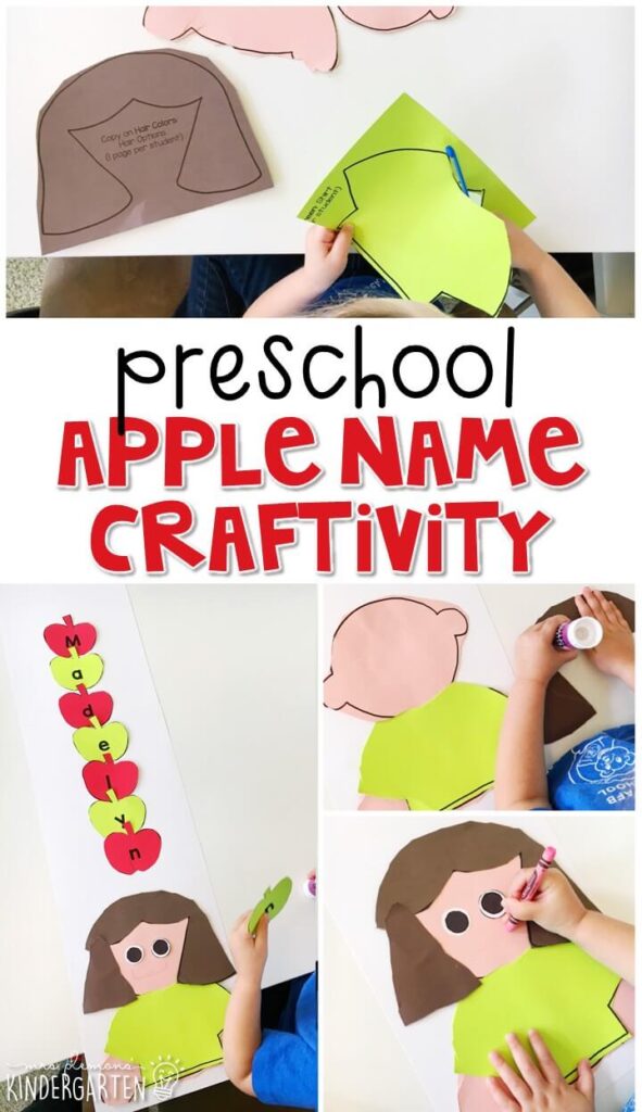 This apple name craftivity is fun for name and fine motor practice with an apple theme. Great for tot school, preschool, or even kindergarten!