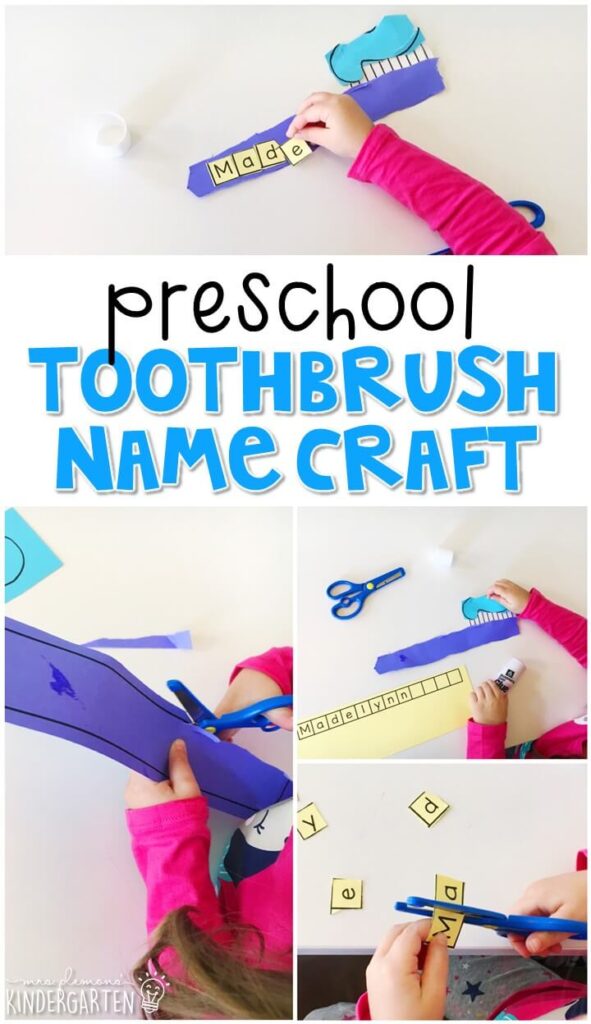 This toothbrush name craftivity is perfect for name and fine motor practice with a healthy habits theme. Great for tot school, preschool, or even kindergarten!