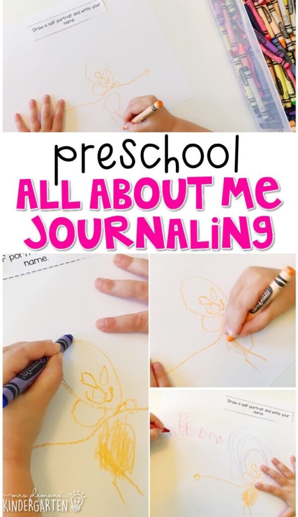 All about me journal writing is a great way to show learning, practice fine motor skills and learn about writing. Great for tot school, preschool, or even kindergarten!