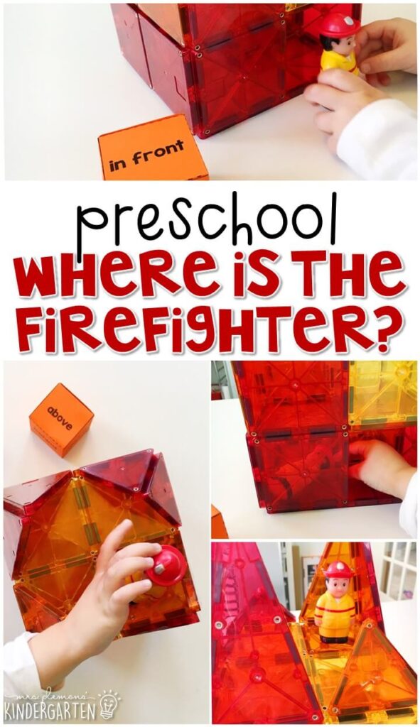 Learn about positional words with this "Where is the Firefighter?" hands on game. Great for tot school, preschool, or even kindergarten!