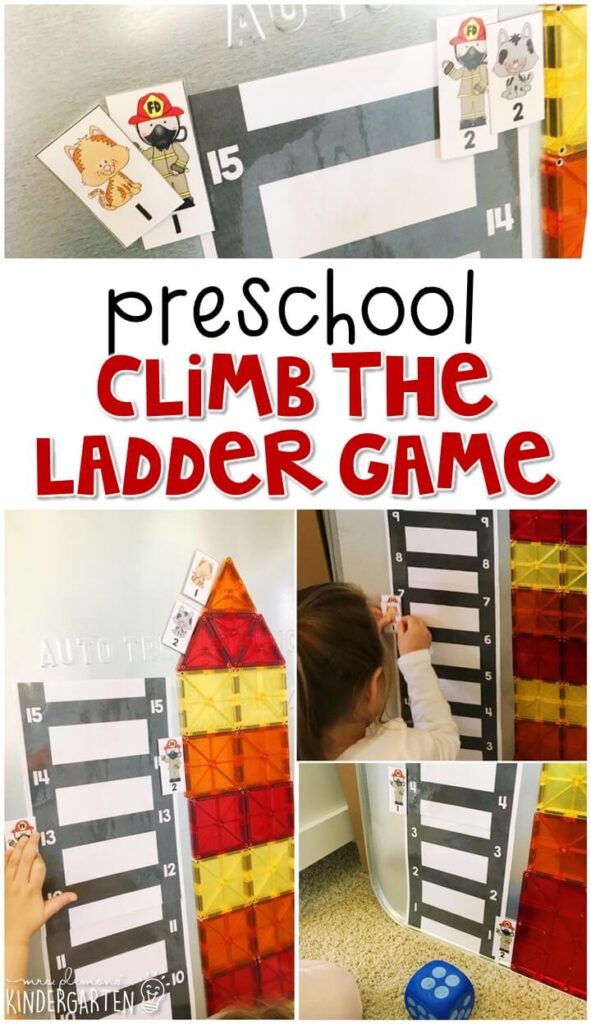 Practice number recognition and counting skills with this climb the ladder fire safety game. Great for tot school, preschool, or even kindergarten!