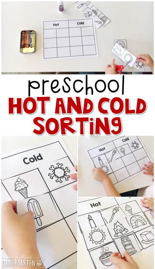 This hot and cold sorting activity is a great way to reinforce science vocabulary and teach fire safety/prevention. Great for tot school, preschool, or even kindergarten!