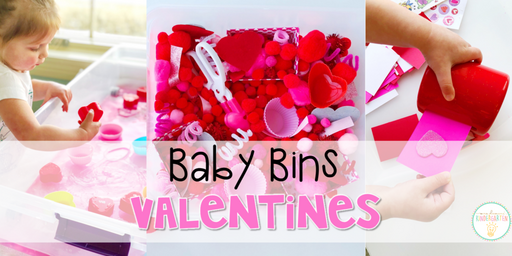 These valentines themed sensory bins and activities are great for learning and play and are completely baby safe. Baby Bins are the perfect way to learn, build language, play and explore with little ones between 12-24 months old.