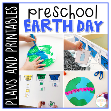 Tons of Earth Day themed activities and ideas. Weekly plan includes books, literacy, math, science, art, sensory bins, and more! Perfect for spring in tot school, preschool, or kindergarten.