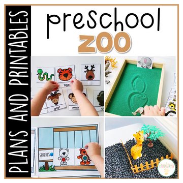 Tons of zoo themed activities and ideas. Weekly plan includes books, literacy, math, science, art, sensory bins, and more! Perfect for spring in tot school, preschool, or kindergarten.