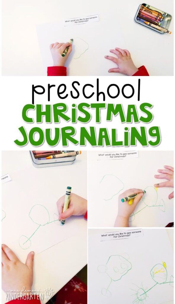 This Christmas journal writing activity is a great way to show learning, practice fine motor skills and learn about writing. Great for tot school, preschool, or even kindergarten!
