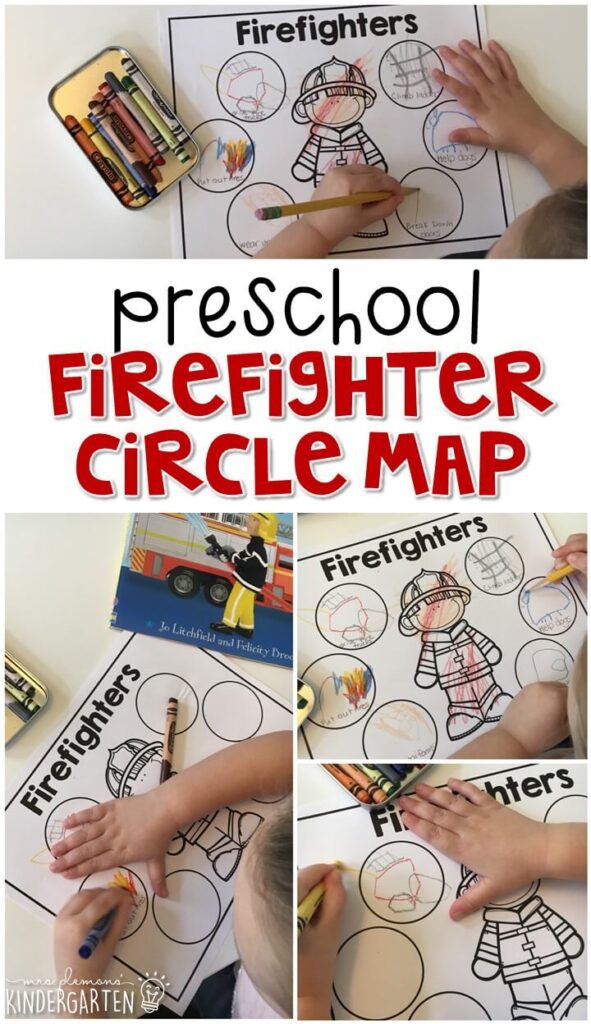 efter at have læst flere bøger om brandsikkerhed og brandmænd, Brug dette boblekort til at optage ny læring. Fantastisk til tot skole, førskole eller endda børnehave!