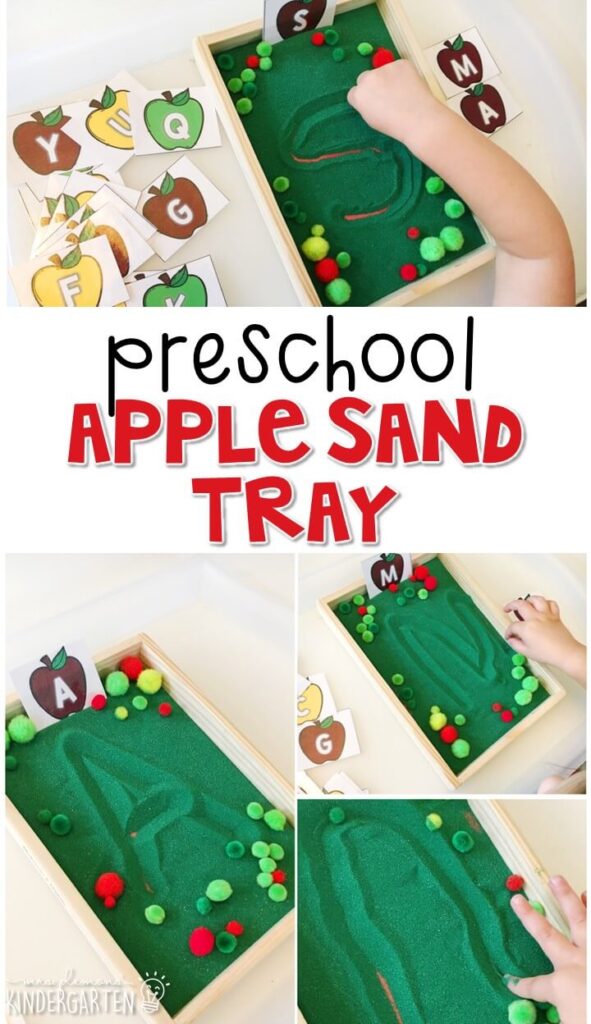 This apple sound sort is fun for letter sounds and fine motor practice with an apple theme. Great for tot school, preschool, or even kindergarten!