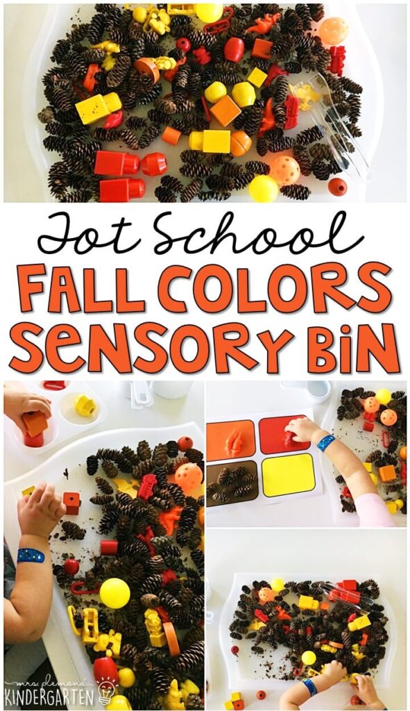Tons of all fall themed activities and ideas. Weekly plan includes books, fine motor, gross motor, sensory bins, snacks and more! Perfect for back to school in tot school, preschool, or kindergarten.