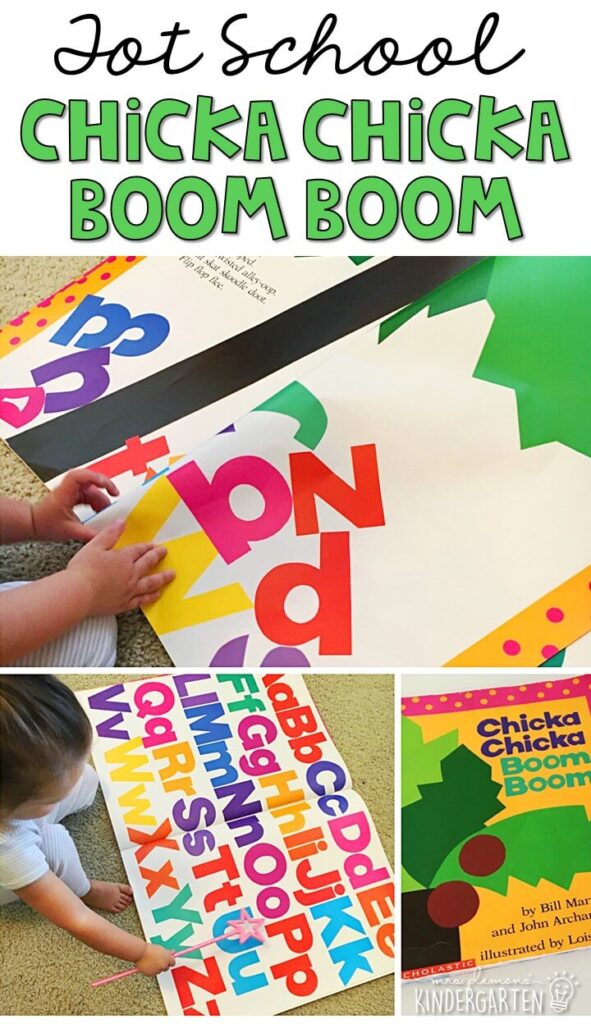 Tons of Chicka Chicka Boom Boom themed activities and ideas. Weekly plan includes books, fine motor, gross motor, sensory bins, snacks and more! Perfect for back to school in tot school, preschool, or kindergarten.