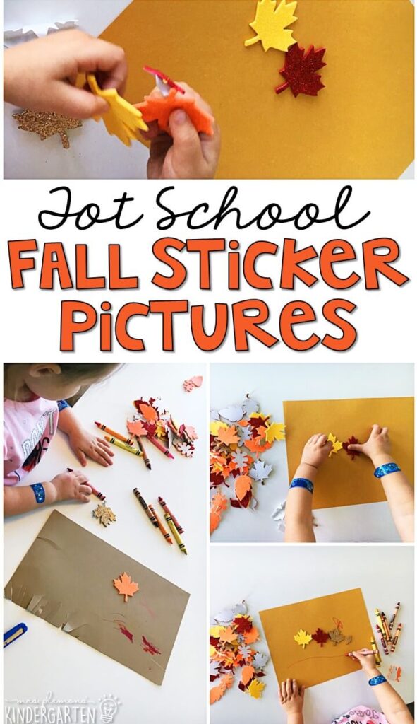 Fall sticker pictures are the perfect activity for fine motor practice with a fall theme. Great for tot school, preschool, or even kindergarten!