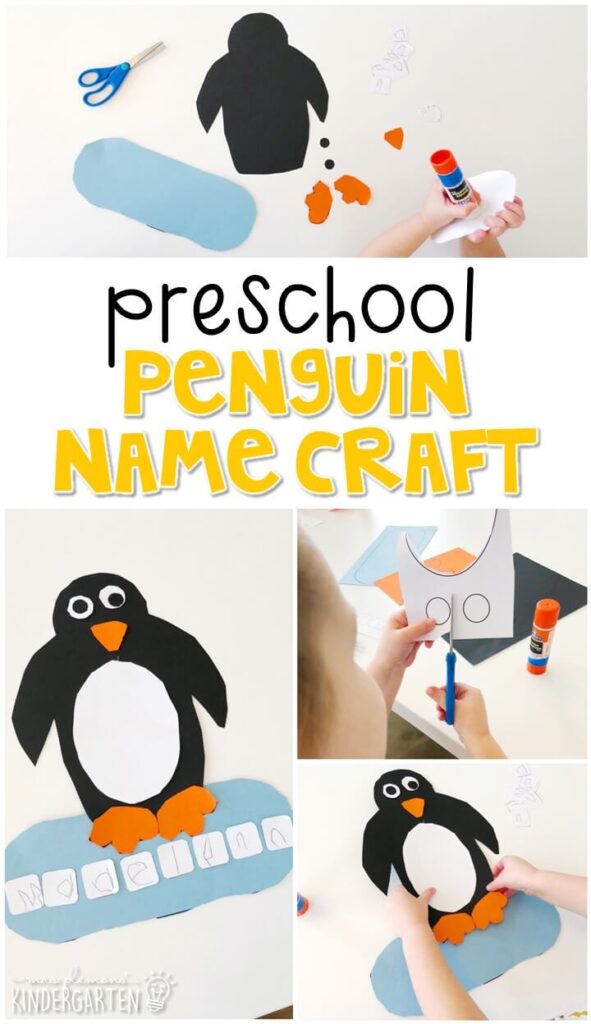 This penguin name craftivity is fun for name writing, recognition, and fine motor practice with a penguin theme. Great for winter in tot school, preschool, or even kindergarten!