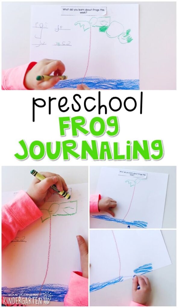 This frog journal writing activity is a great way to show learning, practice fine motor skills and learn about writing. Great for spring in tot school, preschool, or even kindergarten!