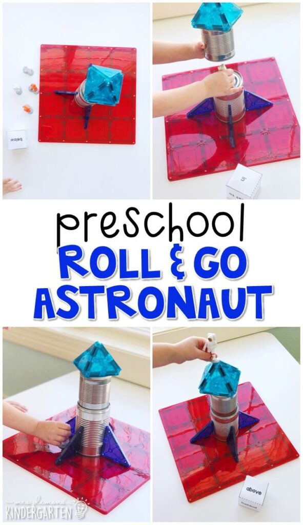 Tons of space themed activities and ideas. Weekly plan includes books, literacy, math, science, art, sensory bins, and more! Perfect for tot school, preschool, or kindergarten.