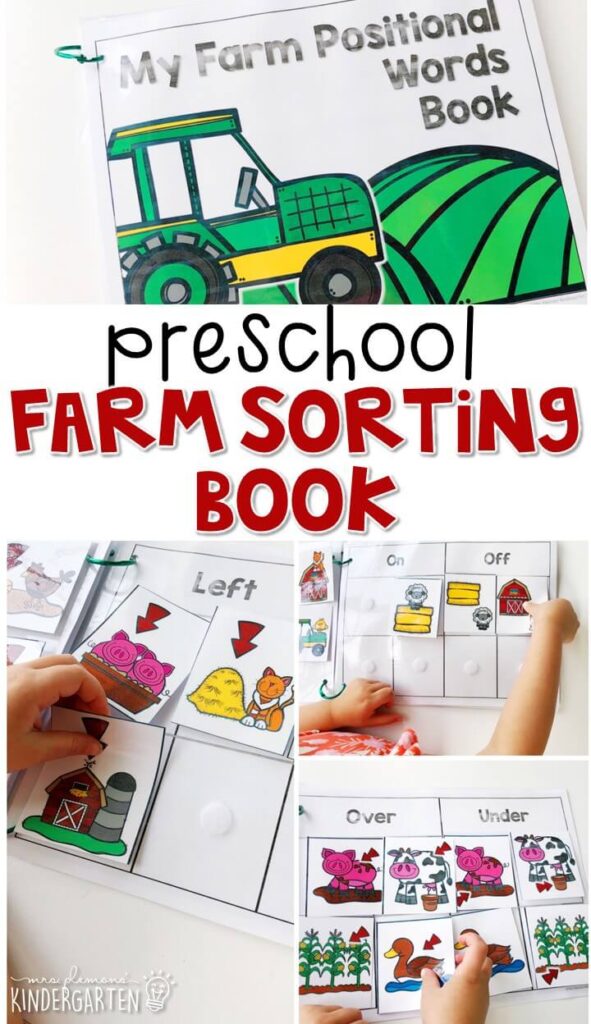 Practice opposites and sorting with this farm sorting book. Perfect for a farm theme in tot school, preschool, or even kindergarten!