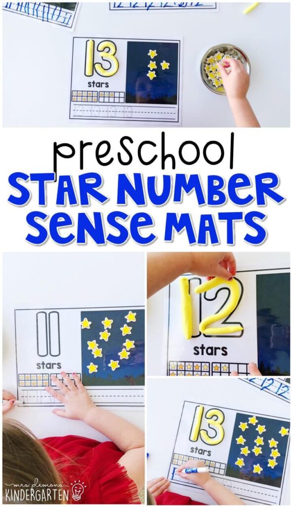 These star number mats are a super fun way to practice number identification, counting, number writing, and fine motor skills with a space theme. Great for tot school, preschool, or even kindergarten!