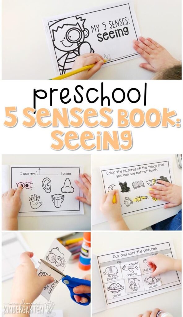 This five senses journal writing activity is a great way to show learning, practice fine motor skills and learn about writing. Great for tot school, preschool, or even kindergarten!