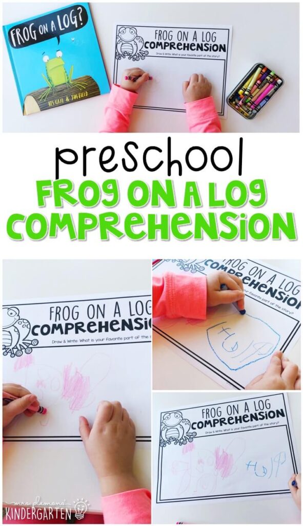 Practice reading comprehension with "Frog on a Log" by Kes Gray. Great for a frog theme in tot school, preschool, or even kindergarten!