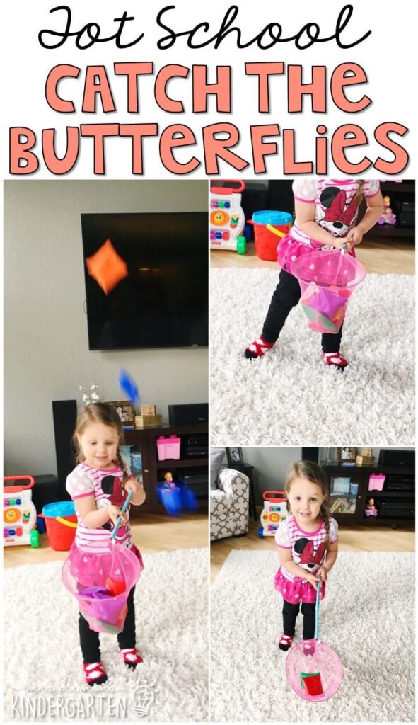 Learning is more fun when it involves movement! Practice throwing and catching with this catch the butterflies gross motor activity. Great for spring in tot school, preschool, or even kindergarten!
