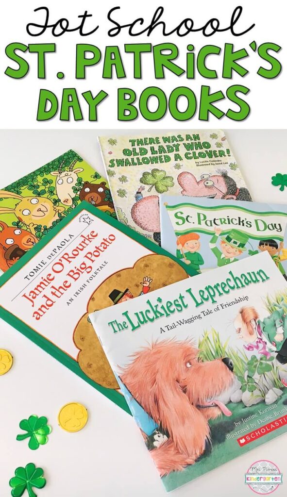 5 great books to read aloud for a St. Patrick's Day theme. Perfect for tot school, preschool, or even kindergarten.
