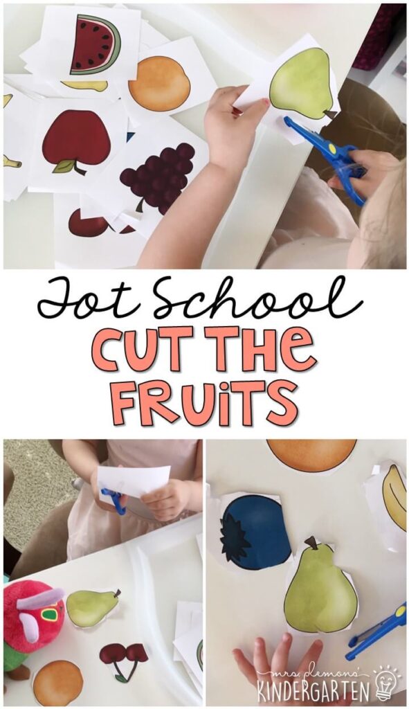 This cut the fruit activity paired perfectly with "The Very Hungry Caterpillar" and was such a fun way to get our fine motor practice in with a butterfly theme. Great for tot school, preschool, or even kindergarten!