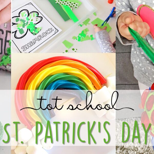 Tons of St. Patrick's Day themed activities and ideas. Weekly plan includes books, literacy, math, science, art, sensory bins, and more! Perfect for tot school, preschool, or kindergarten.