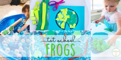 Tons of frog themed activities and ideas. Weekly plan includes books, literacy, math, science, art, sensory bins, and more! Perfect for tot school, preschool, or kindergarten.