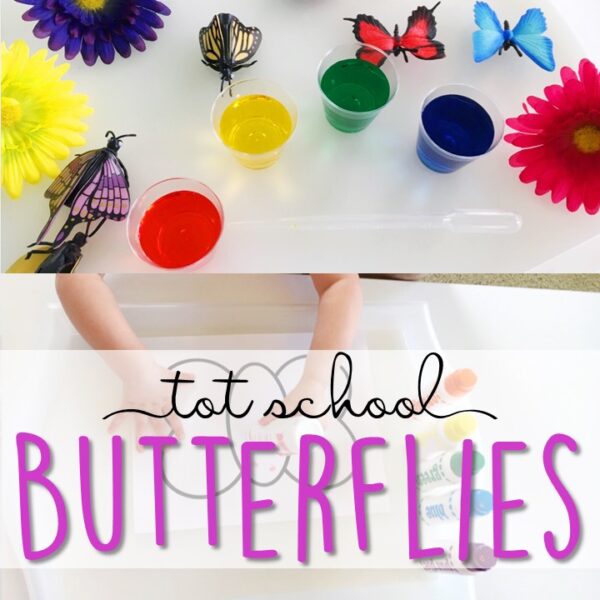 Tons of butterfly themed activities and ideas. Weekly plan includes books, literacy, math, science, art, sensory bins, and more! Perfect for tot school, preschool, or kindergarten.