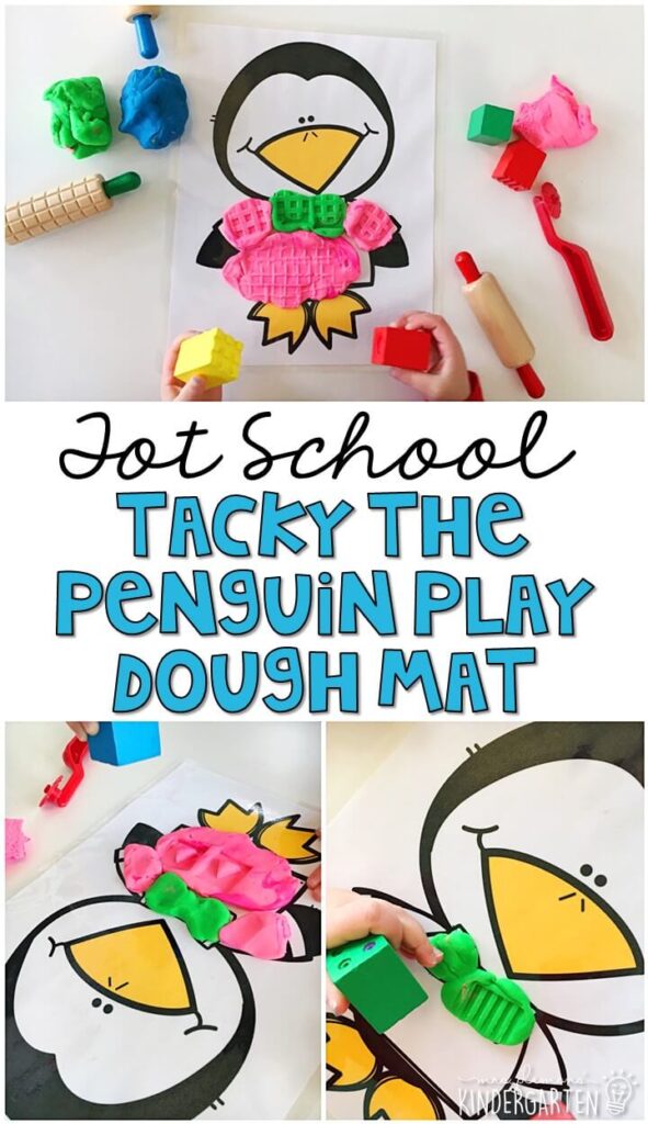 We loved dressing up Tacky the Penguin with these fun themed play dough mats based on the story "Tacky the Penguin" by Helen Lester. Play dough is such a create material to explore for fine motor practice. Great for tot school, preschool, or even kindergarten!