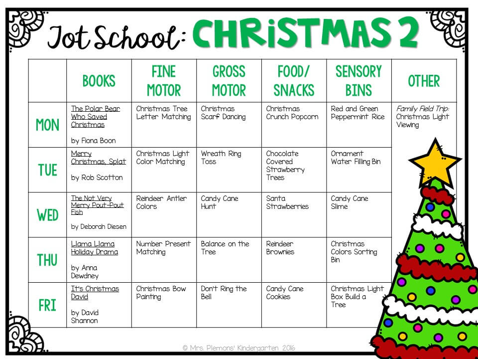 Tons of Christmas themed activities and ideas. Weekly plan includes books, fine motor, gross motor, sensory bins, snacks and more! Perfect for tot school, preschool, or kindergarten.